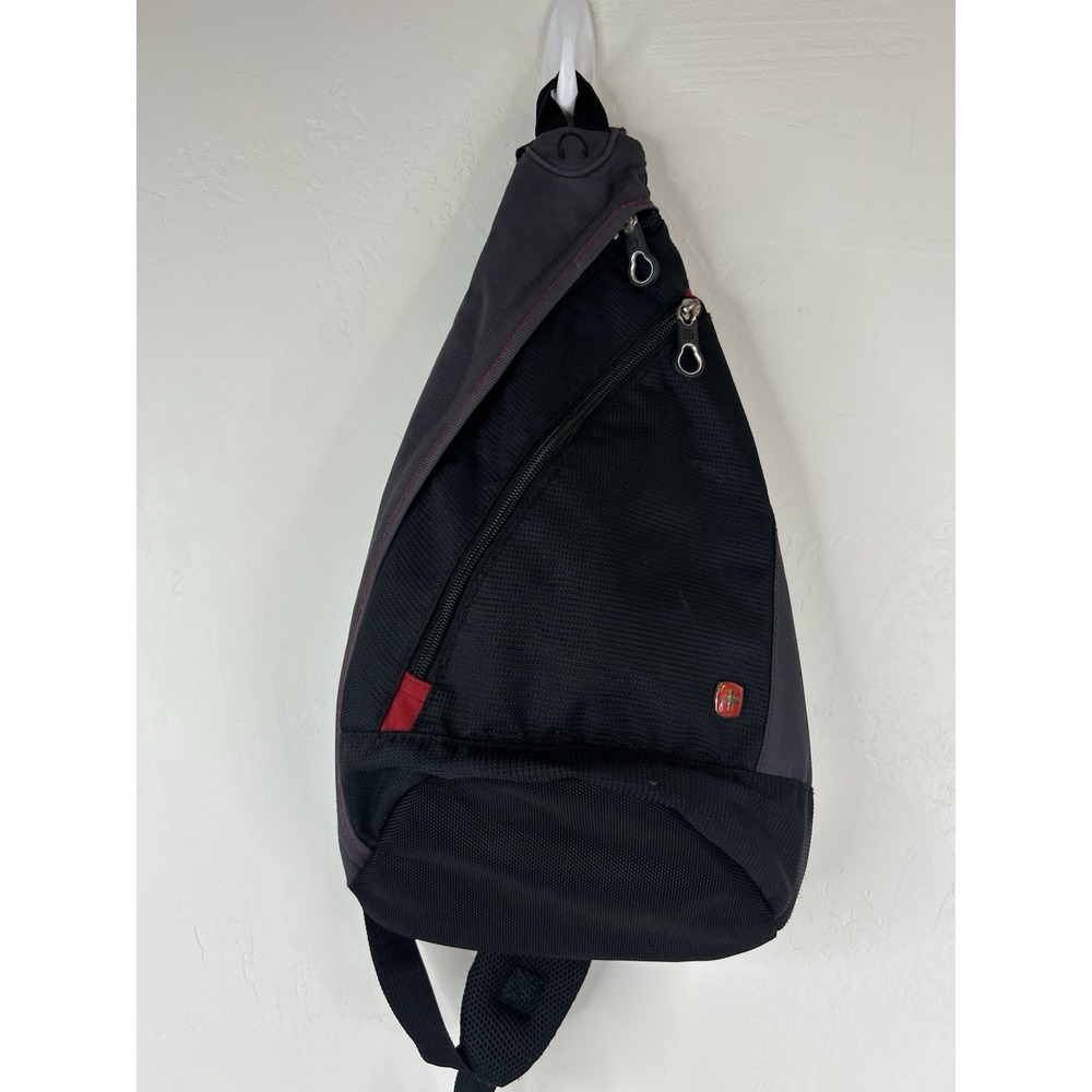 SWISSGEAR Travel Crossbody Sling Bag Backpack Black Gray Adjustable Strap Unisex